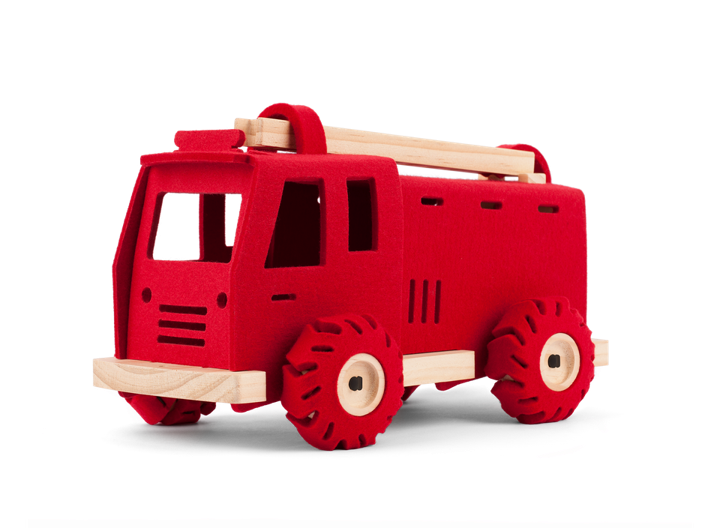 XL Toy Fire Truck, NZ wool felt & NZ pine