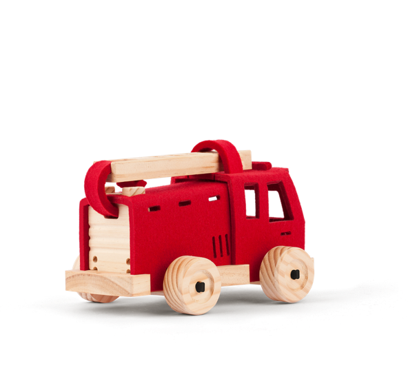 Toy Fire Truck, NZ wool felt & NZ pine